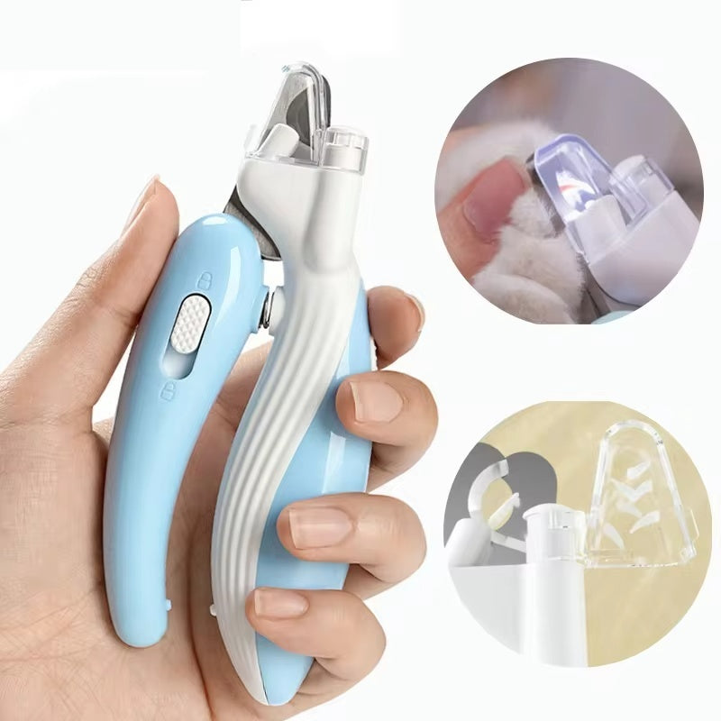 "Cat and dog nail trimmer with safety LED light and ergonomic handle"
