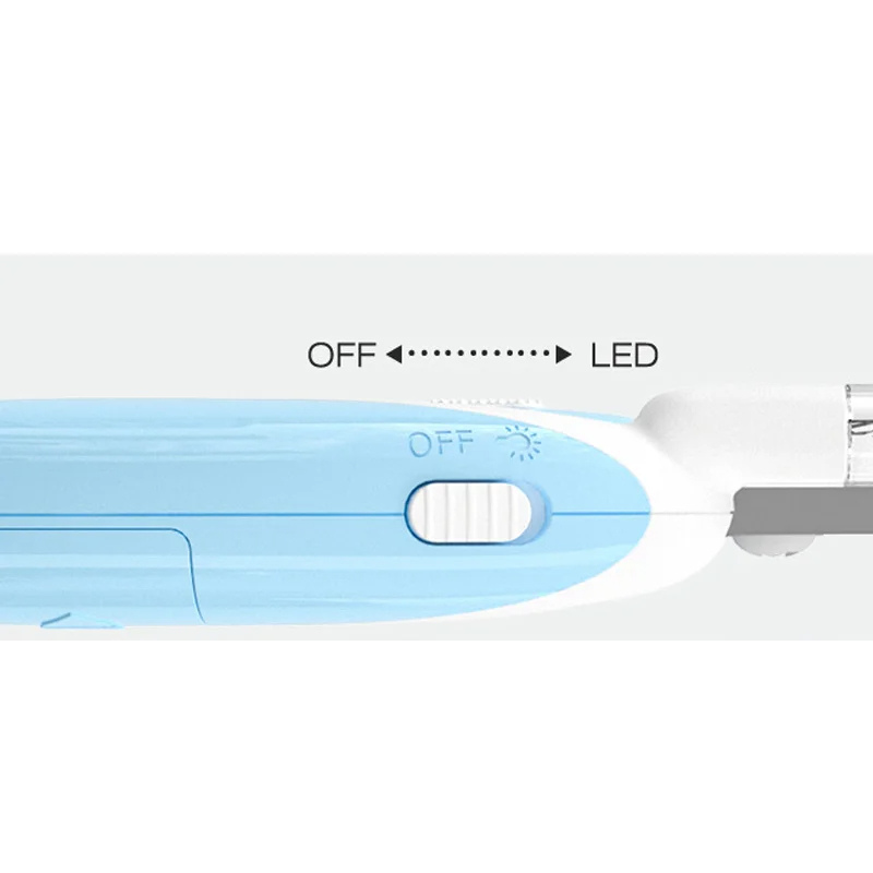 "Pet nail clipper with stainless steel blade and LED light for precision"